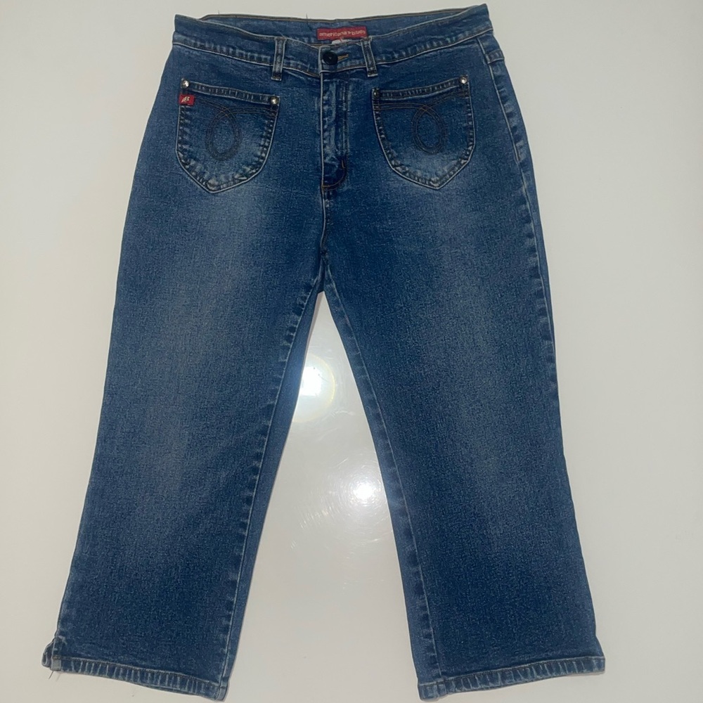 Y2k vintage women’s American Blues Jean capris w reverse big front pockets